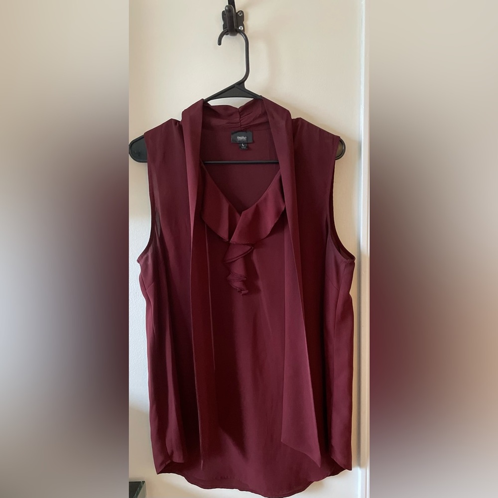 Maroon Blouse with Ruffle Detail